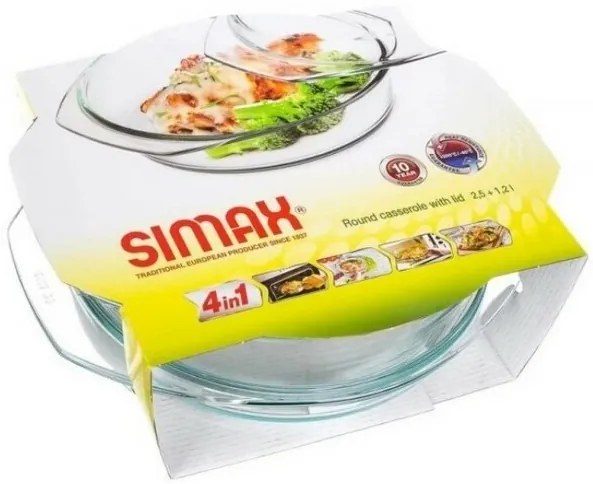 Simax Kerek üveg tepsi fedővel 3,7 l