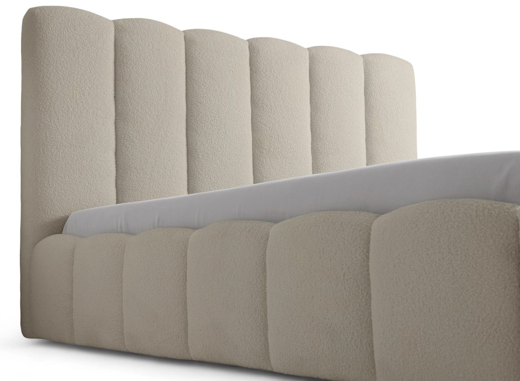 Aura kárpitozott ágy 160x200 ágyneműtartóval - sötétbézs bouclé Quelle 05