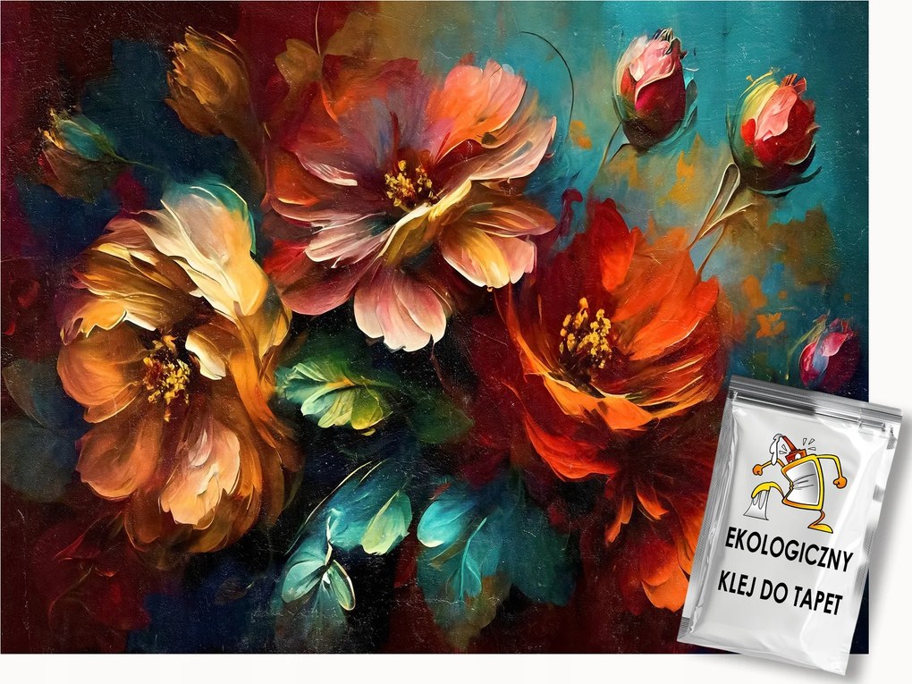 Fotótapéta Flizelina Dekoráció Festett Virágok Csokor 300x210 ragasztó