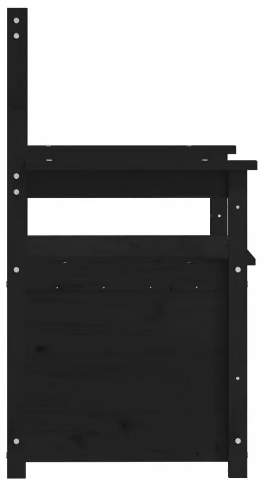 fekete tömör fenyőfa pad 112,5 x 51,5 x 96,5 cm