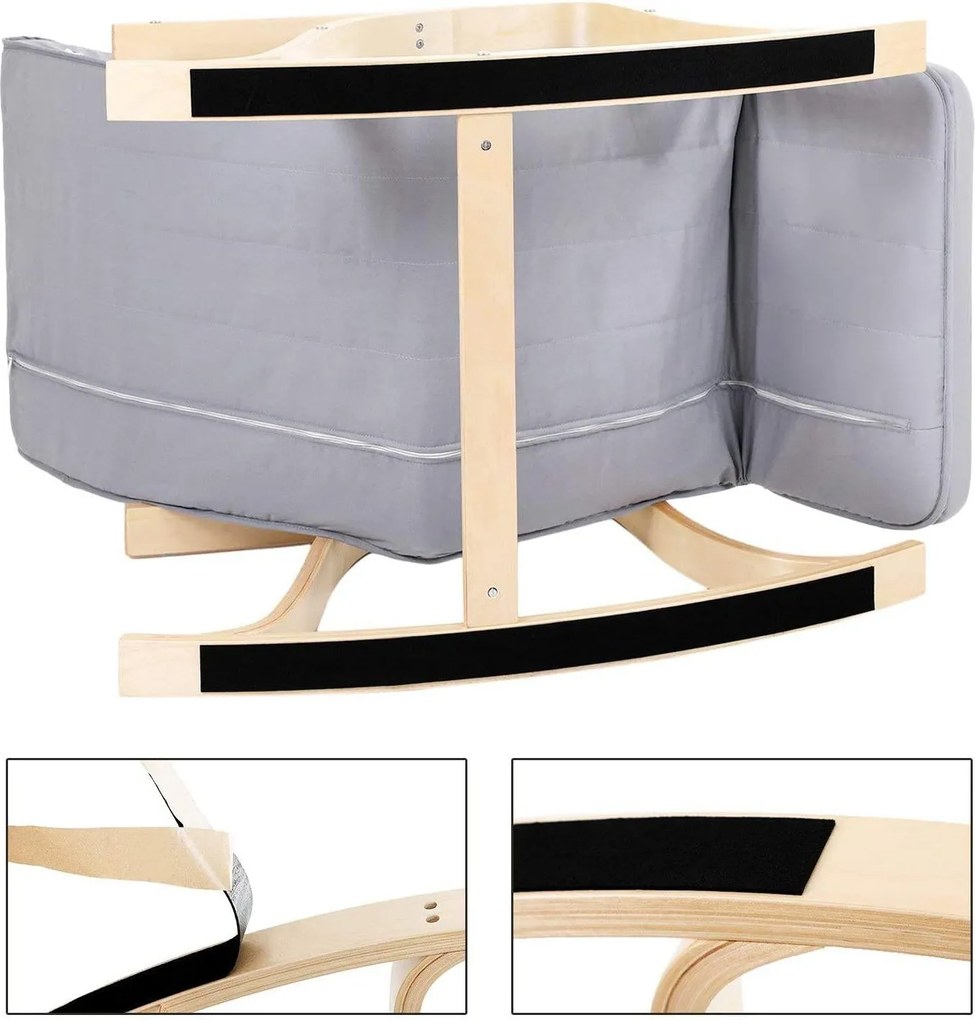 Relaxációs szék, hintaszék állítható lábtartóval, világosszürke