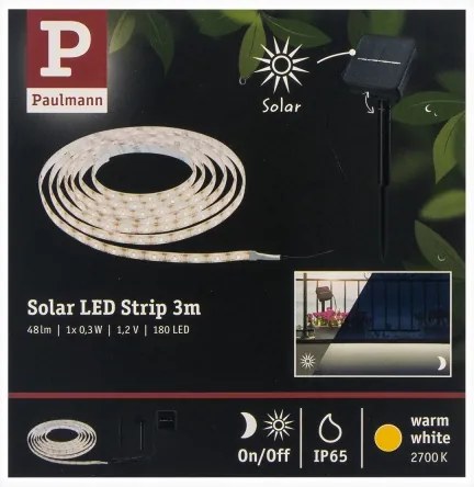 Paulmann 78896 - LED/0,3W IP44 Napelemes Szalag 3m 1,2V 1000 mAh
