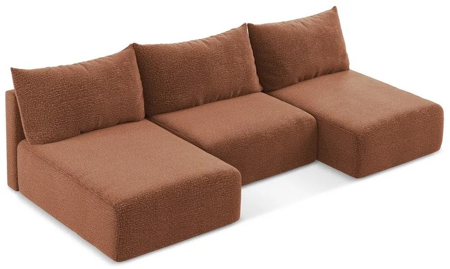 Téglavörös kinyitható-tárolóhelyes sarokkanapé Kalena – Makamii