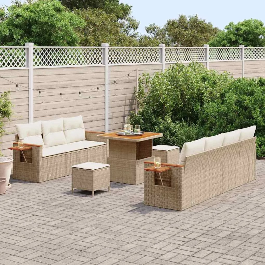 Kerti Kanapé Szett 10 pcs bézs és krémszínű 80 x 80 x 71 cm