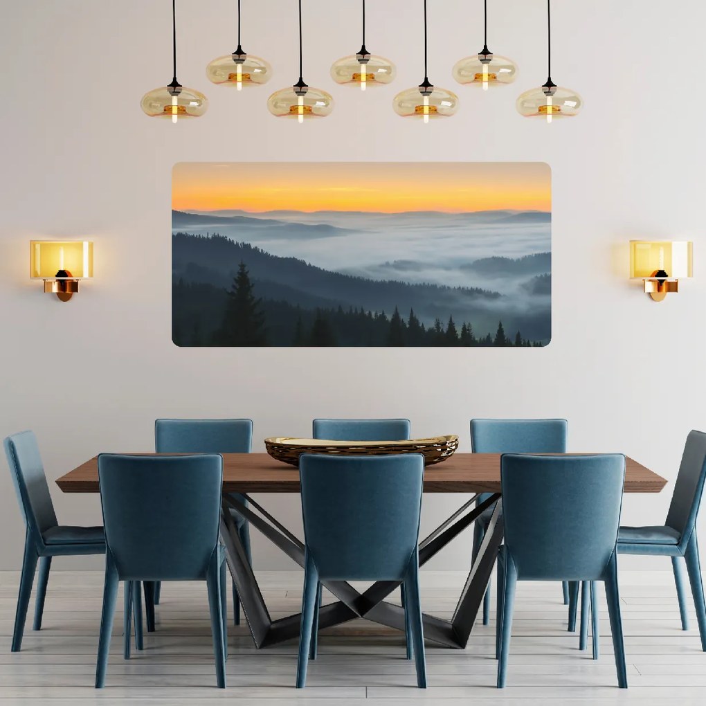 PIPPER. Öntapadós textiltapéta "Napfelkelte a hegyek felett"