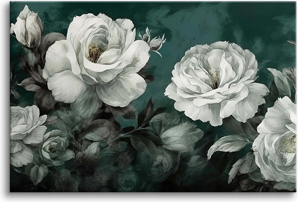 Vászonkép falikép hálószobába bazsarózsa virágok 80x120cm