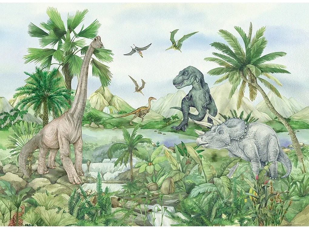 Gyerek fotótapéta Colourful Dino 252 x 182 cm, 4részes