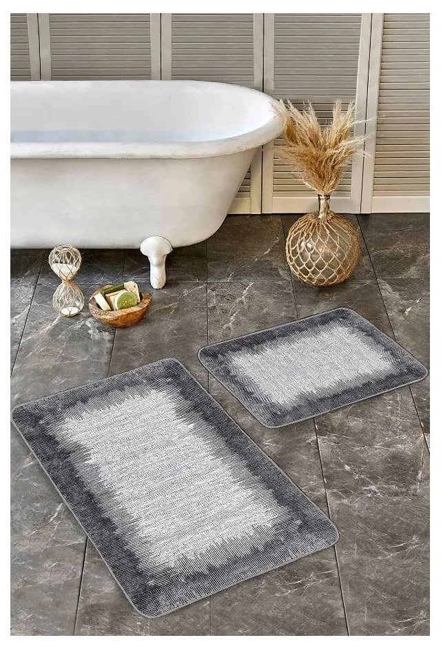 Fekete-szürke fürdőszobai kilépő szett 2 db-os 60x100 cm – Mila Home