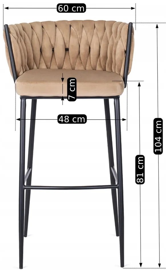 Elegáns Bárszék Bézs Bársony Kárpittal. FLORES