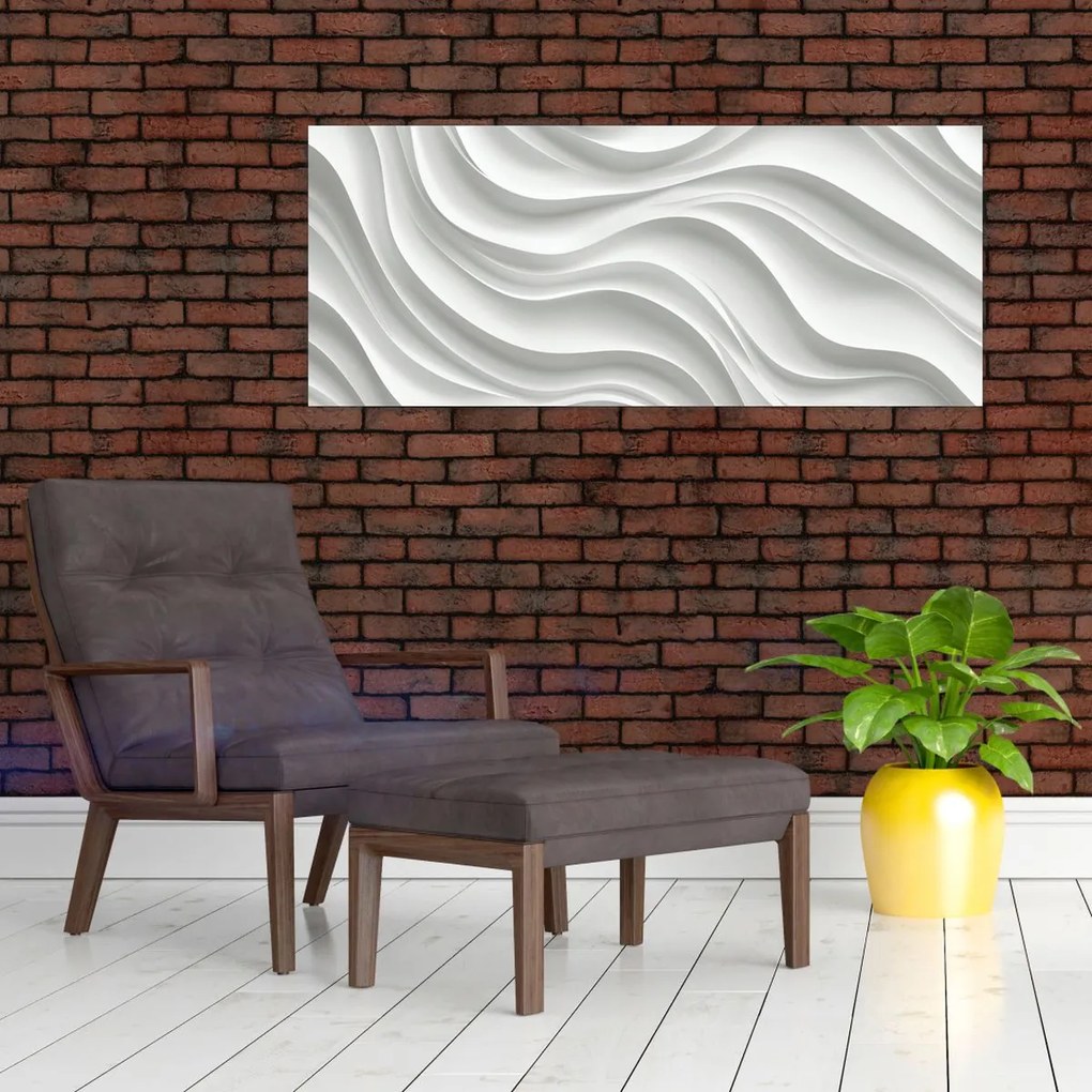 Kép - 3D fehér hullámok (120x50 cm)