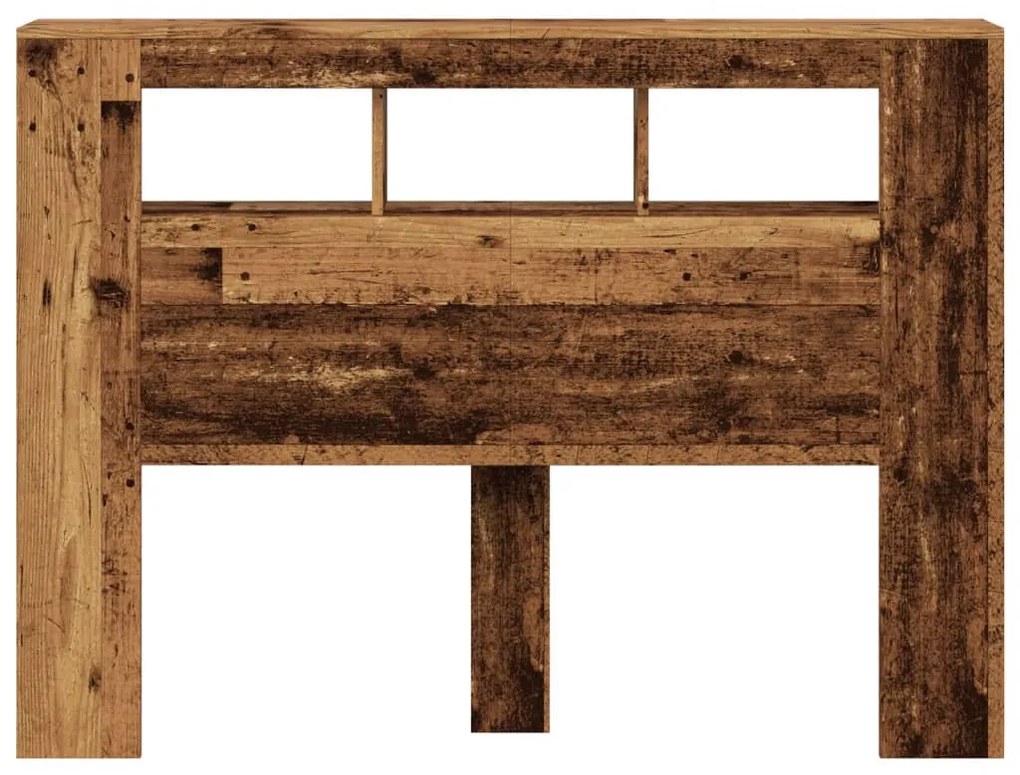 antik fa színű szerelt fa LED-es fejtámla 140x18,5x103,5 cm