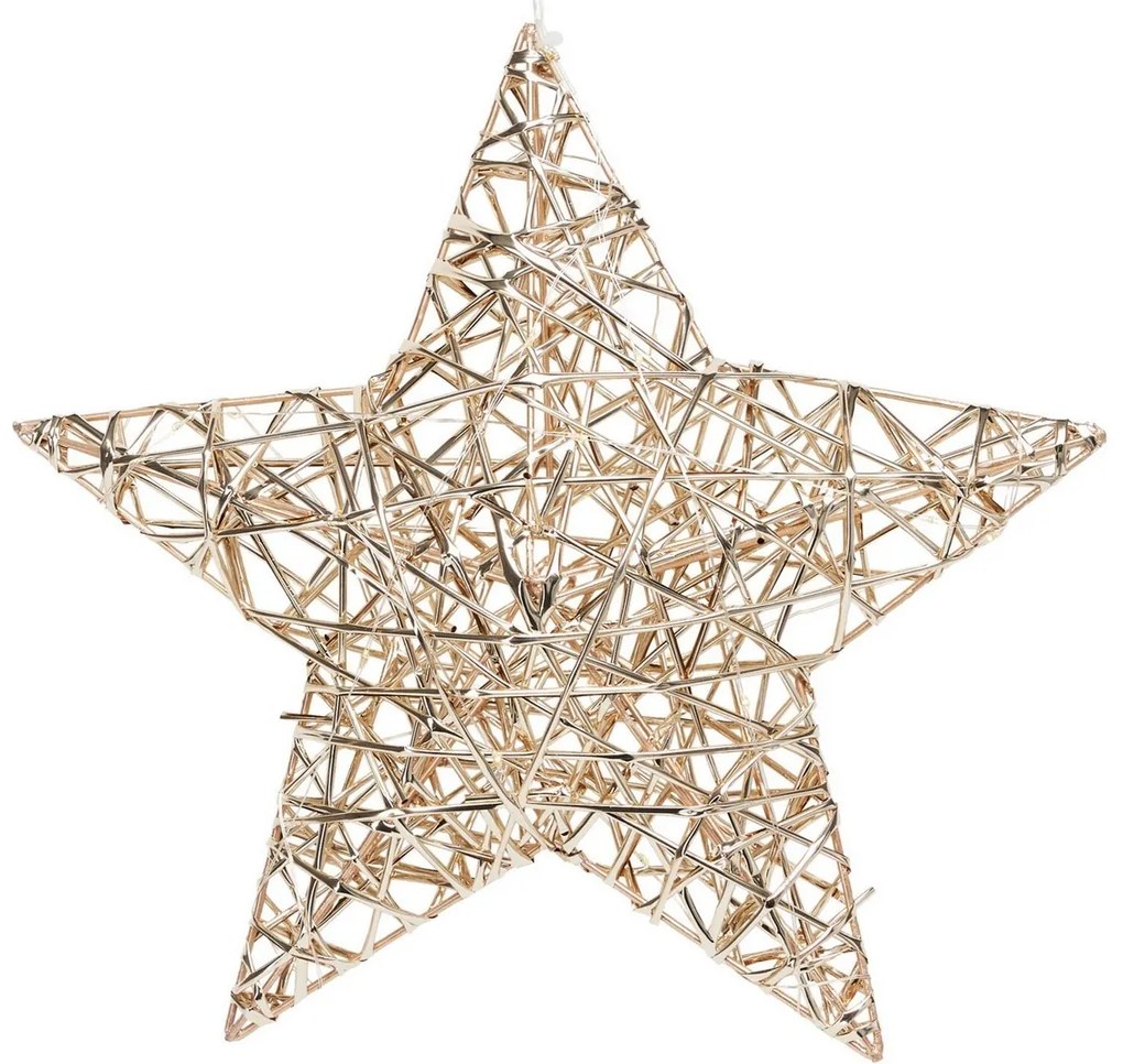 Karácsonyi csillag Champagne, 30 x 30 cm, 20 mikroLED, elemes