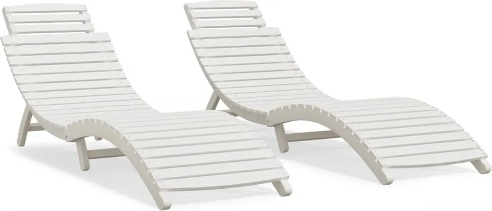 vidaXL 2 db fehér tömör akácfa napágy 184 x 55 x 64 cm