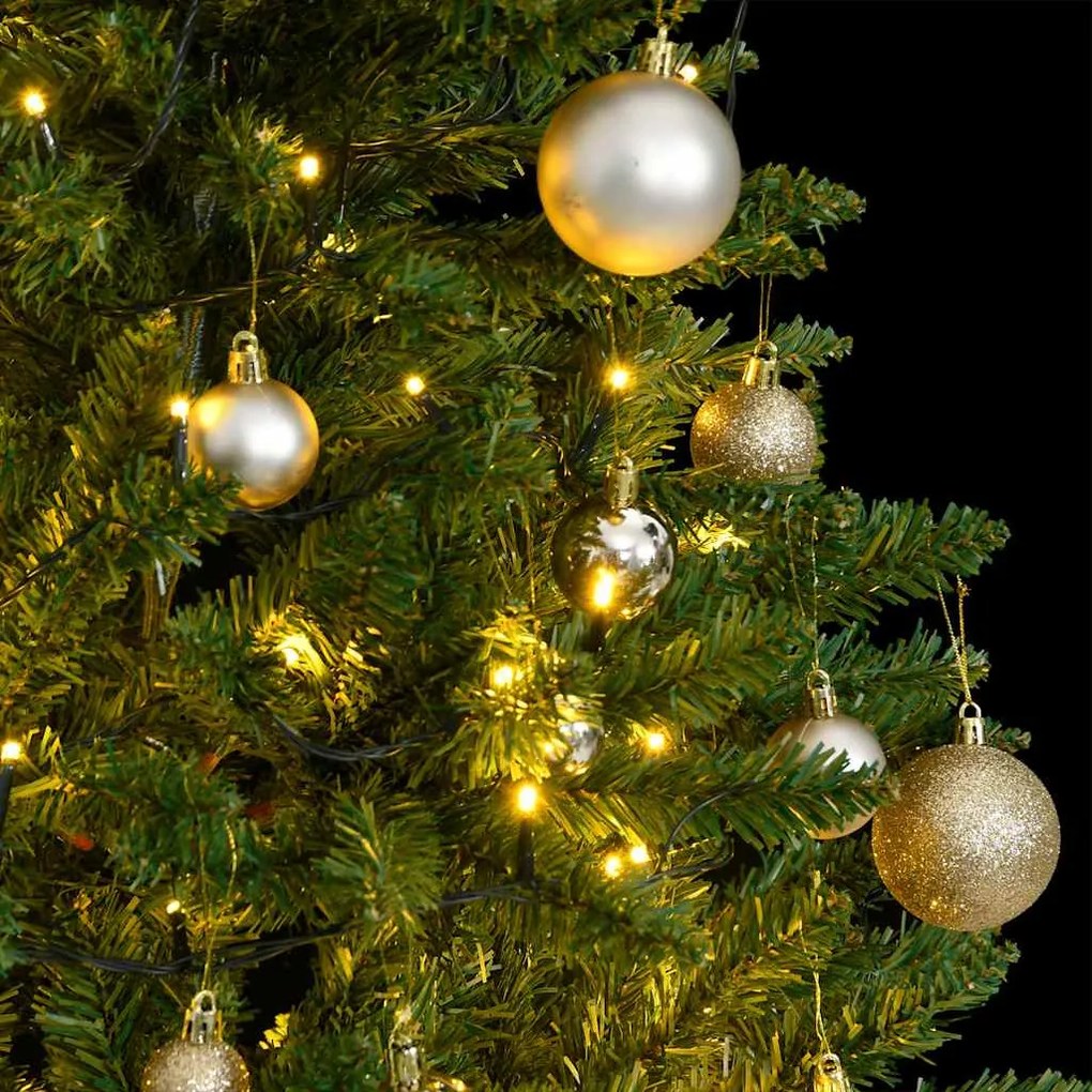 csuklópántos műkarácsonyfa 150 LED-del és gömbökkel 120 cm