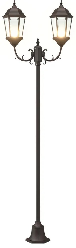 Kert Világítóoszlop 2-Lámpás E27 Bronz 220 cm Alumínium