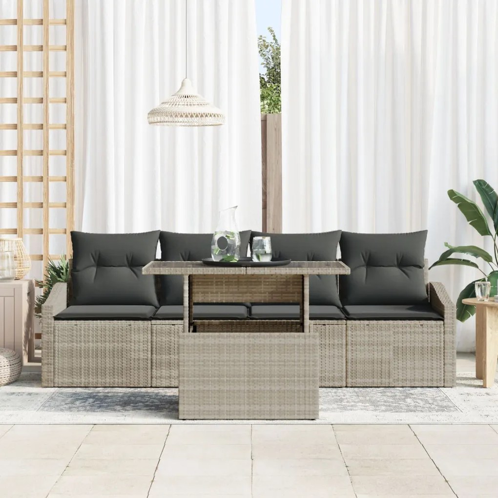 Kerti kanapé szett 5 darabos Bézs Rattan