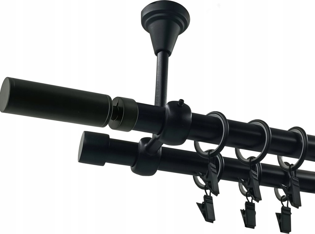 Mennyezeti Függönykarnis Fekete Matt 19+19mm Waldo 200cm