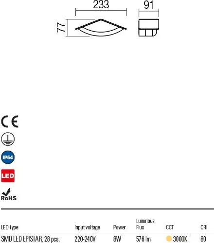 REDO 90002 CHALET Modern Kültéri Fali Lámpa LED IP54
