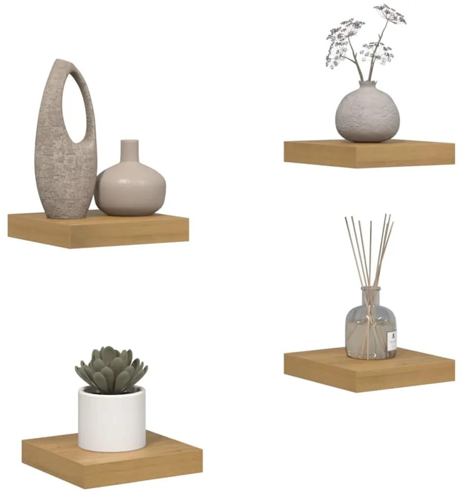 vidaXL Falpolc Falra szerelhető 4 pcs Barna 23 x 23,5 x 4 cm Faanyag