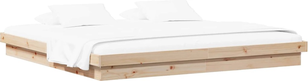 vidaXL Ágykeret Természetes 200 x 200 cm Tömör fenyőfa