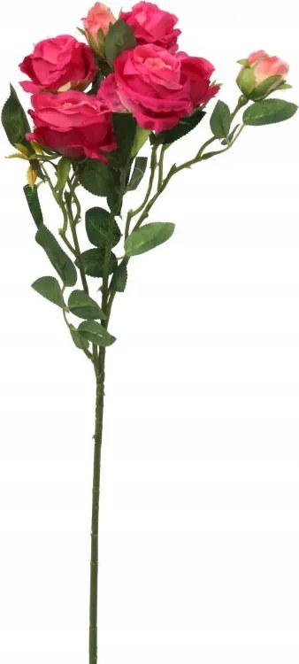 Sötét Rózsaszín Dekorációs Ág 5 Rózsa Csokor Nappaliba 64cm