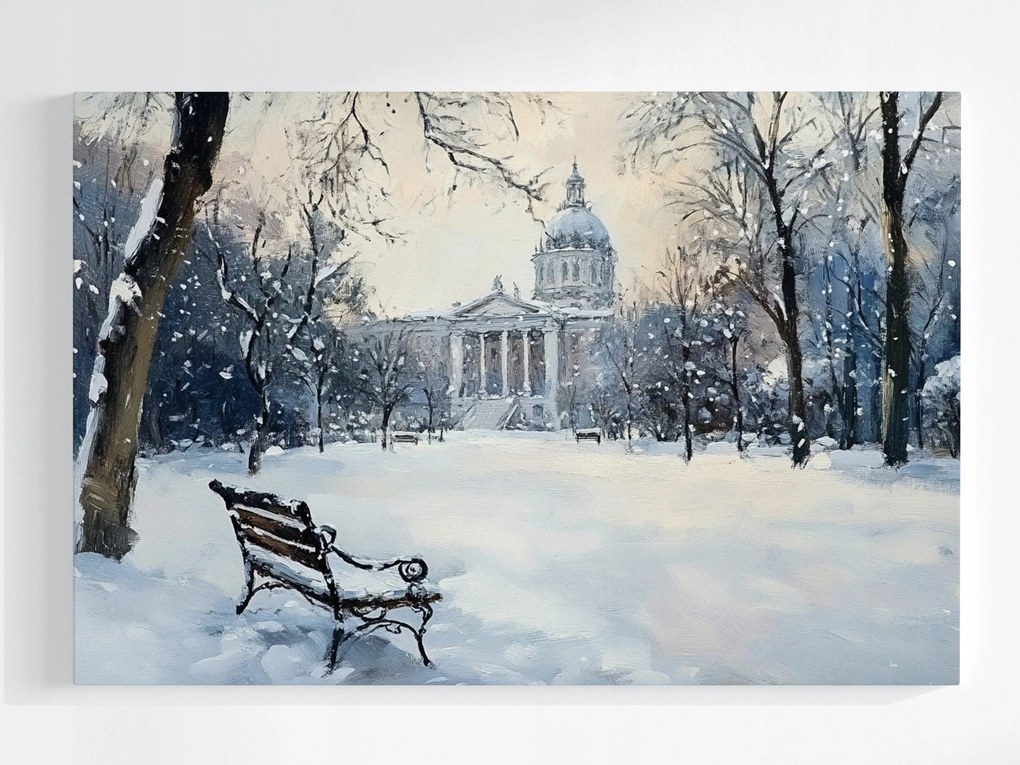 Vászonkép Canvas Tájkép Tél Hó Park Pad Hófúvás 60x40