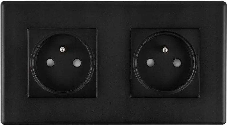 Kontakt Elektromos Aljzat Műanyag Keret Matt FI60 Dupla 2x1 Fekete