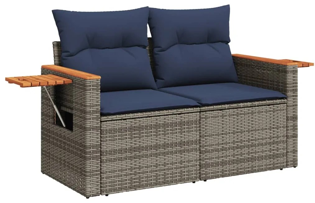 6 részes szürke polyrattan kerti ülőgarnitúra párnával