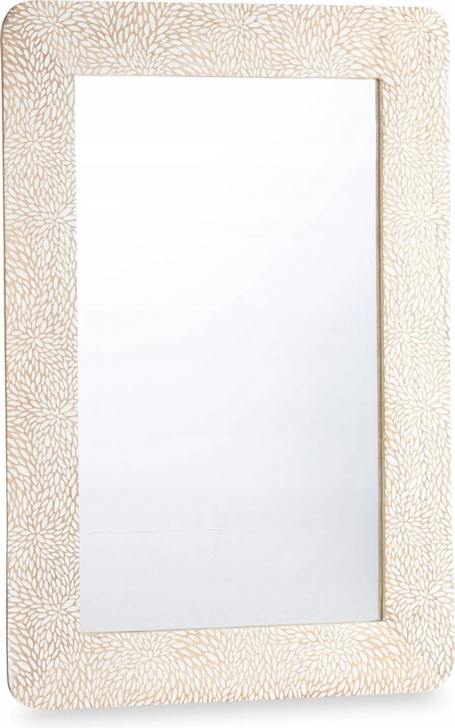 Függő Fali Tükör Nagy Téglalap Alakú Fa Fehér Keret 60 x 90 cm