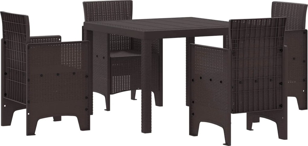 vidaXL Kert étkező szett 5 pcs Barna Polipropilén