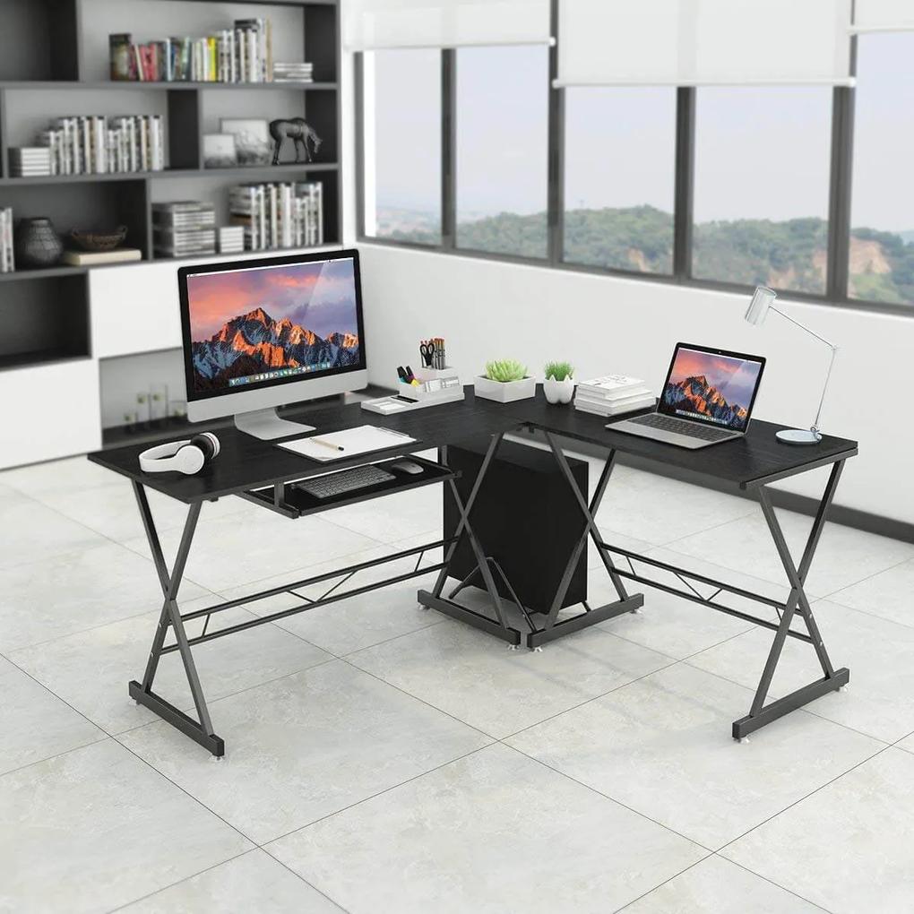 L alakú íróasztal-fekete