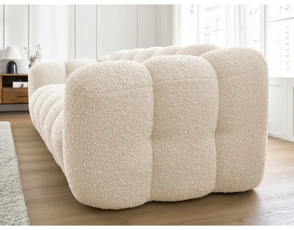 Bézs buklé kanapé 232 cm Hippolyte – Bobochic Paris