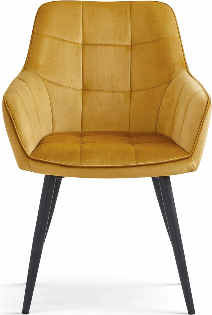 Étkezőszék VARSI VELVET fekete lábakkal, mustárszínű