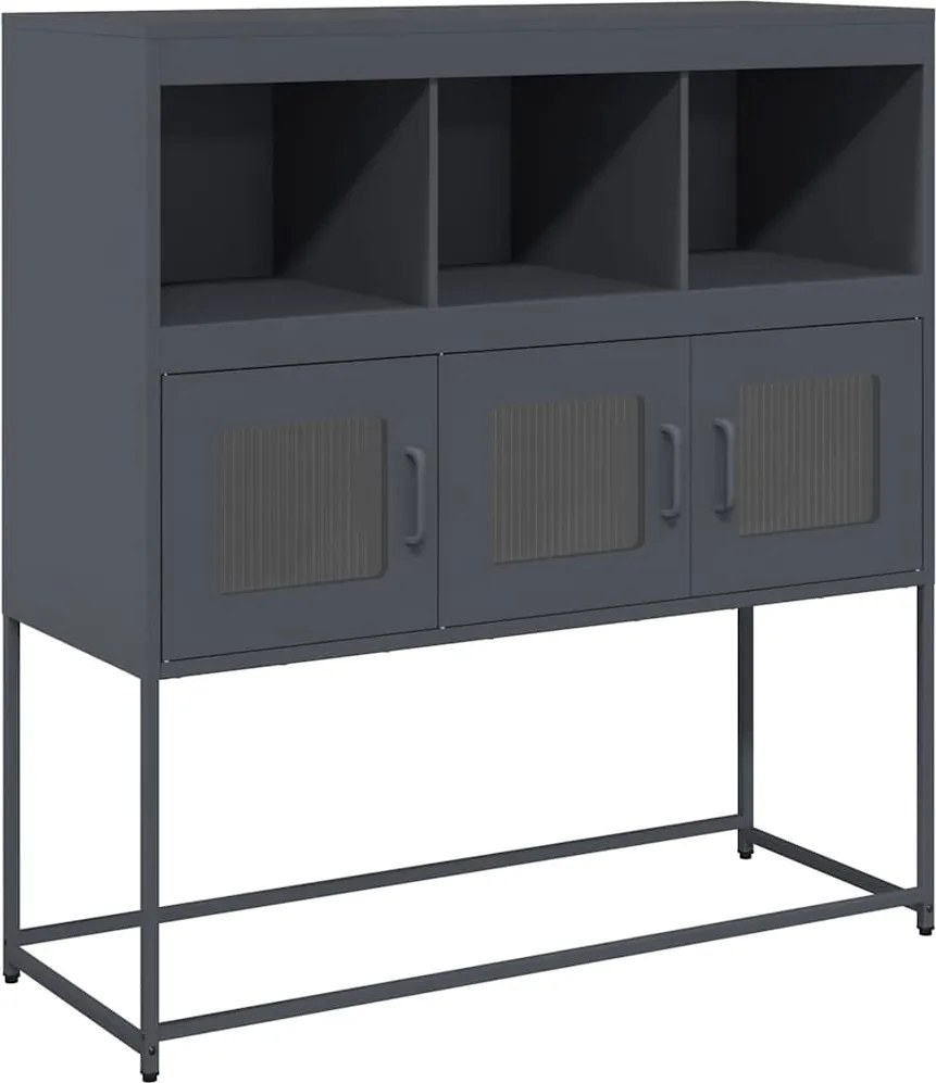 vidaXL antracit hidegen hengerelt acél tálalószekrény 100,5x39x107 cm