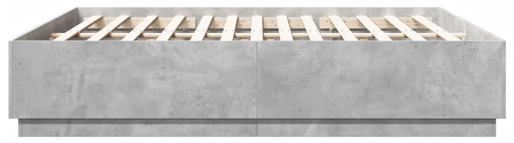 betonszürke szerelt fa ágykeret 200 x 200 cm