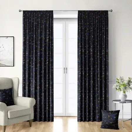 Velvet Függöny 3D Szalaggal Sötétkék 145x300