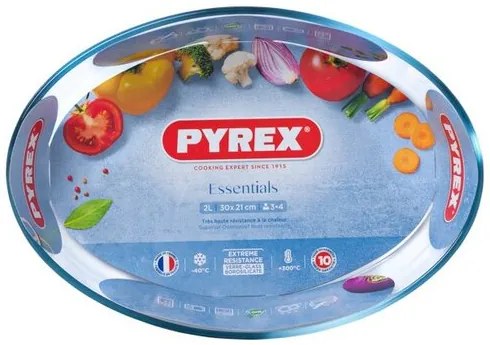 Pyrex üveg sütőedény ovális 2,2 l, 30 x 21 x 6 cm,30 x 21 x 6 cm