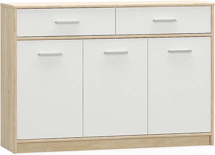 komód 3D2S, fehér/tölgy sonoma, TEYO