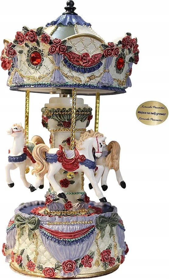 Mesés Körhinta Zenedoboz Lovacskákkal Karácsonyi Ajándék Nagymama Gyerekeknek