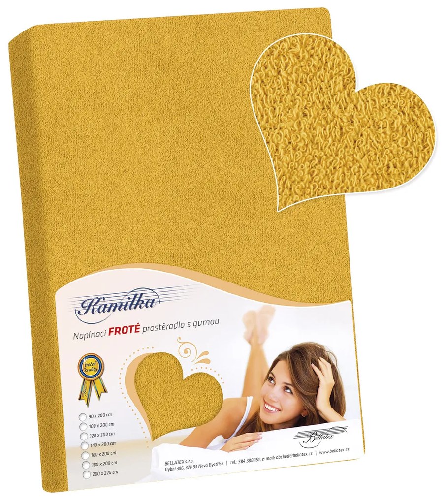 Bellatex Kamilka frottír lepedő mustár színű, 90 x 200 cm