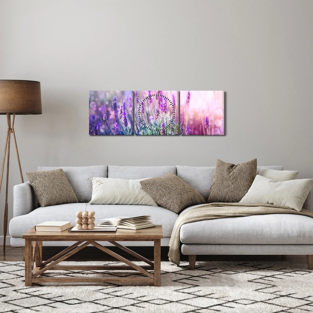 Kép - Levendula a csillogó napban (órával) (90x30 cm)