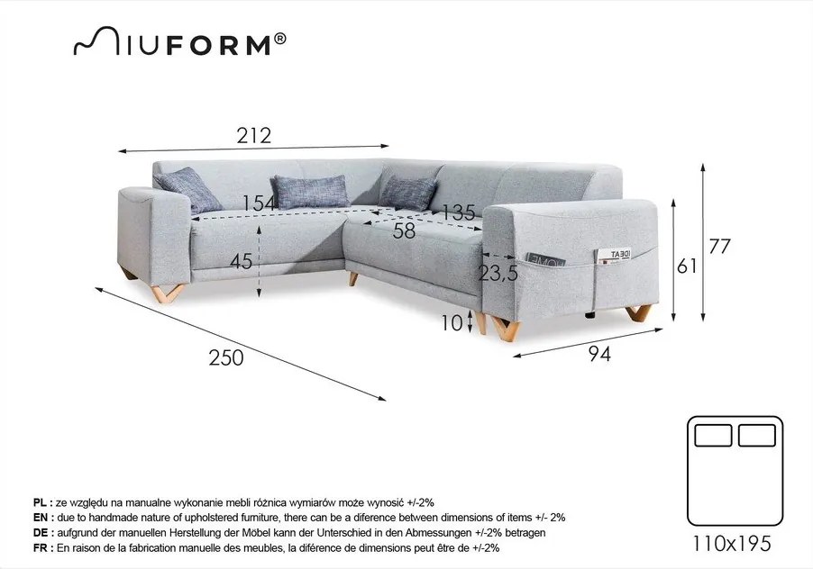 Szürke kinyitható-tárolóhelyes sarokkanapé (bal oldali-L alakú) Classy Sophie – Miuform