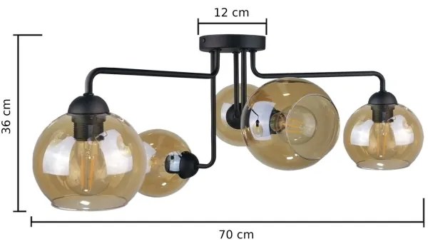 Felületre szerelhető csillár MONDE BLACK 5xE27/60W/230V