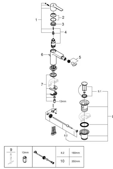 GROHE 33848001 - LINEARE bidécsaptelep DN 15, fényes króm