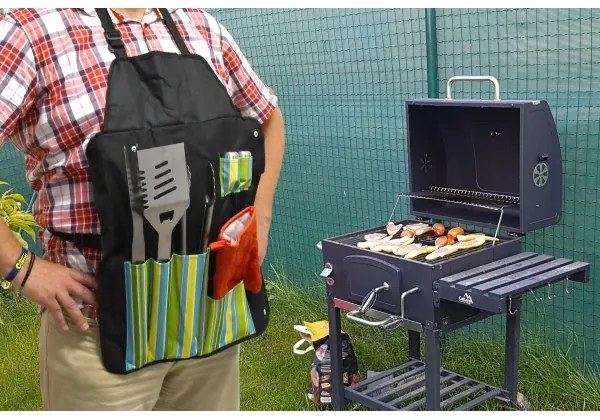 Grillező eszközök rozsdamentes acél 7 db + kötény