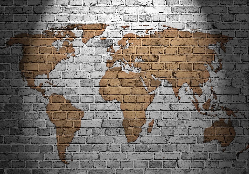 Fotótapéta Világtérkép tégla loft ipari modern 368x280 +ragasztó