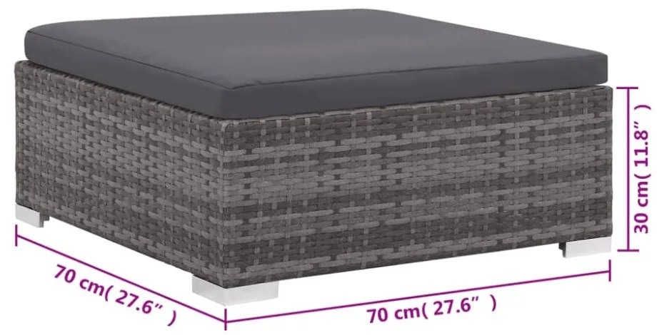 6 darabos szürke polyrattan kerti bútor szett párnákkal