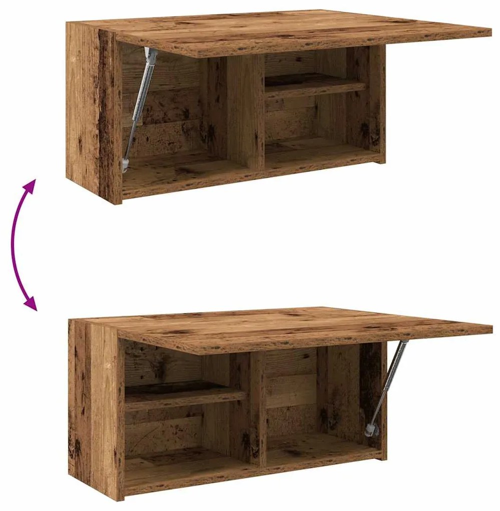 antik fa színű szerelt fa fali fürdőszobaszekrény 60x25x30 cm