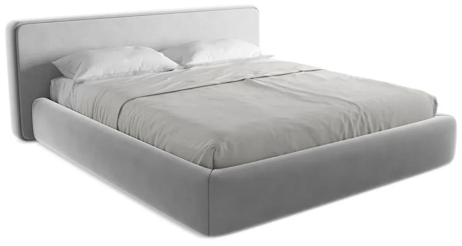 Szürke kárpitozott ágyneműtartós franciaágy ágyráccsal 180x200 cm Kiana – Makamii