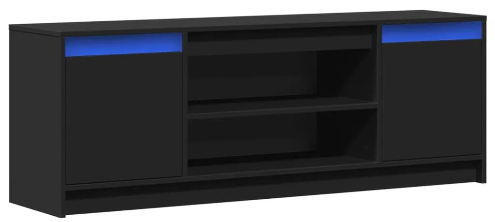 fekete szerelt fa TV-szekrény LED-ekkel 139,5 x 34 x 50 cm
